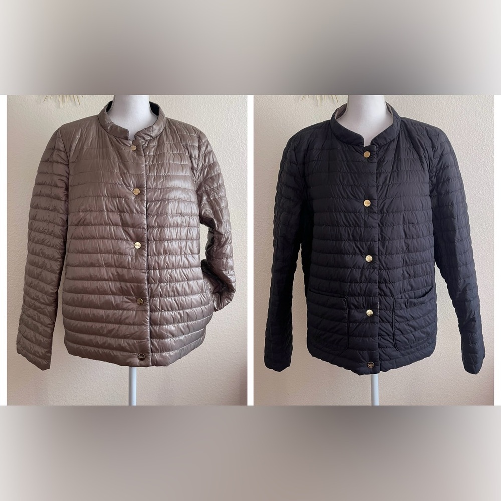 Herno REVERSIBLE jacket down coat puffer bomber quilted buttons pockets